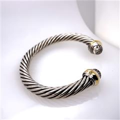 David Yurman Diamond Sterling Silver 18K YG Cuff Bracelet